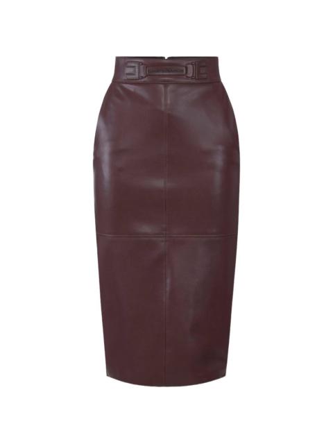 logo-belt midi skirt
