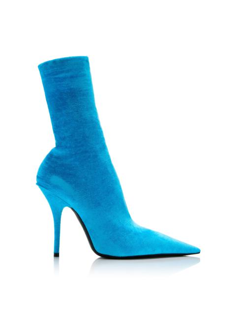 Knife Velvet Jersey Ankle Boots blue