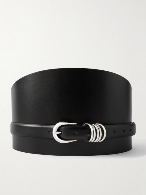 Leather waist belt Black