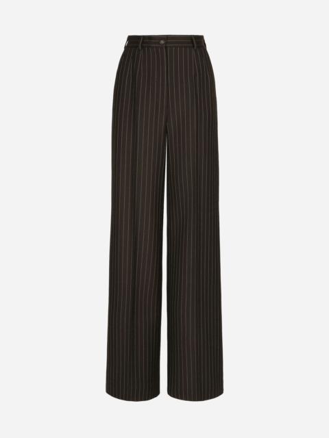 Pinstripe wool palazzo pants