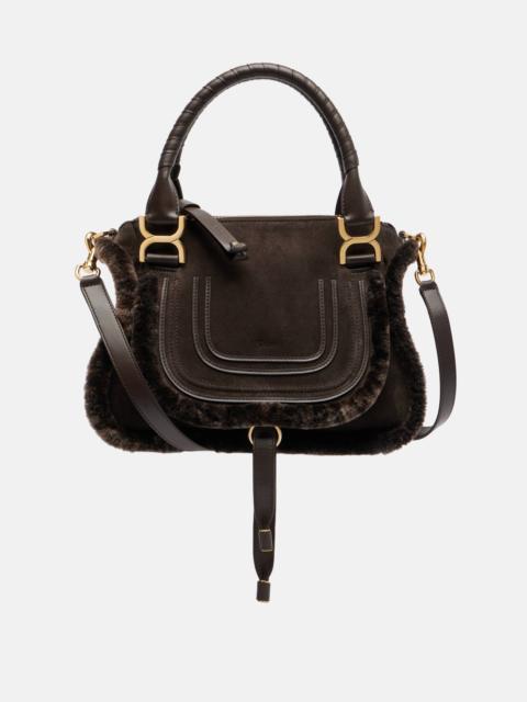 Marcie Small shearling-trimmed suede tote bag