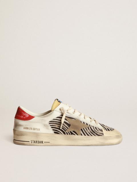 Men’s Stardan LAB in zebra-print pony skin with ice-gray star
