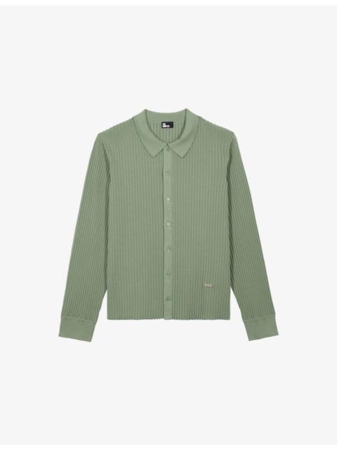 Collared Button-Down Stretch Wool-Blend Jumper