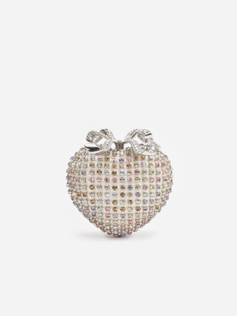 Multi Crystal Heart Clutch Bag