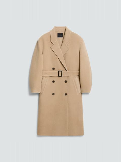 Long Trench Coat in Textured Wool-Cashmere