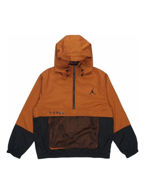 Air Jordan SS22 Half Zipper Breathable Knit Hooded Jacket Brown DJ0247-241