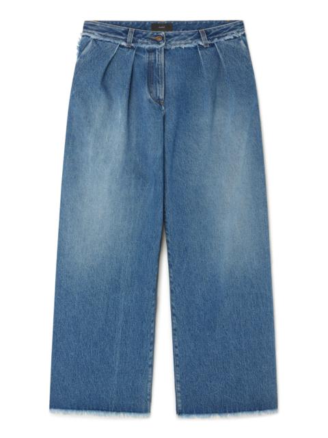 Fringed Wide Leg Denim Pants