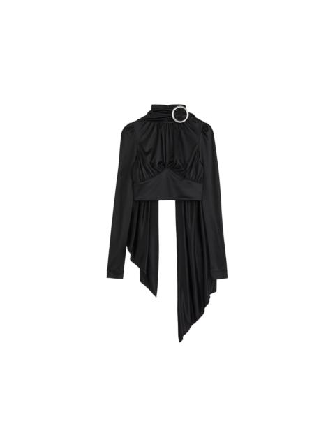 Rabanne H&M Jersey Scarf-Detail Top Black