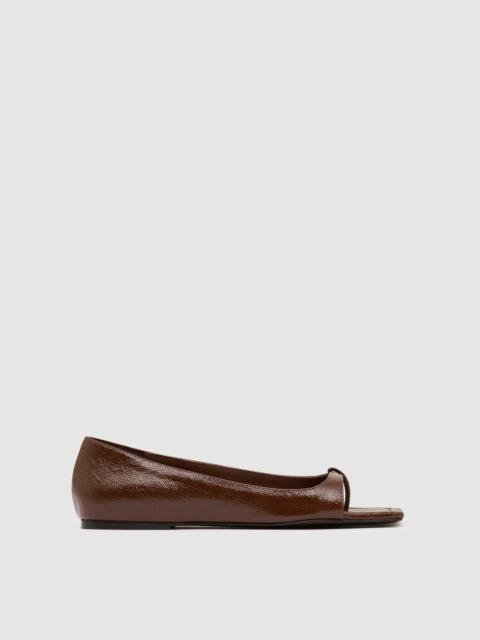 90s Square Toe Flat - Patent Liqueur