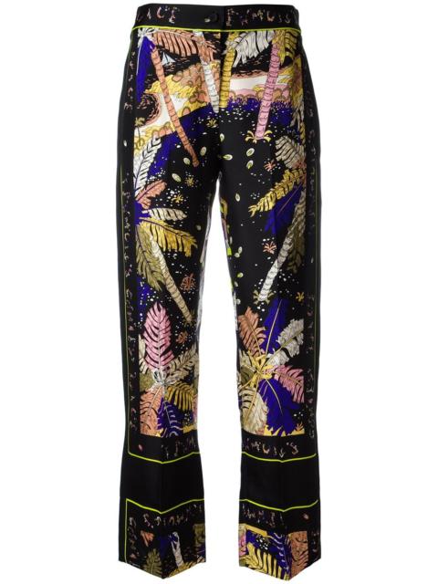 feather motif cropped trousers
