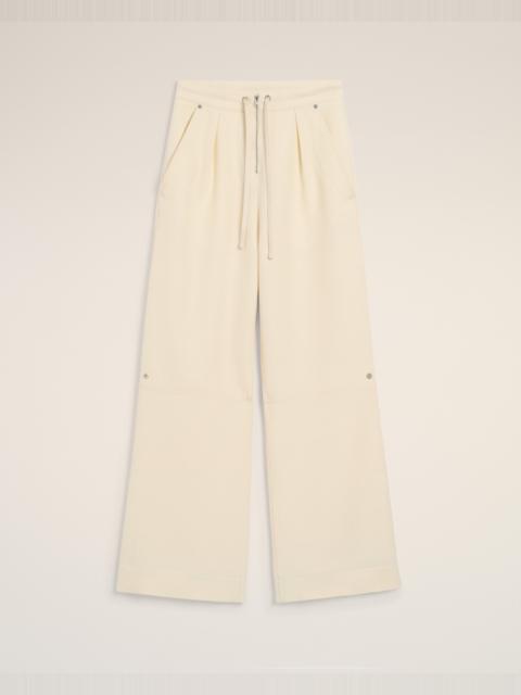 WHITE WOOL ZIPPED TROUSERS