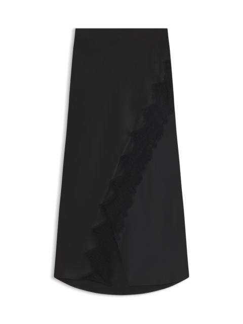 WRAP-STYLE MAXI SKIRT IN SATIN WITH LACE TRIM