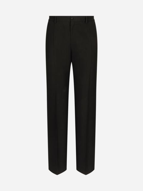Straight-leg wool pants
