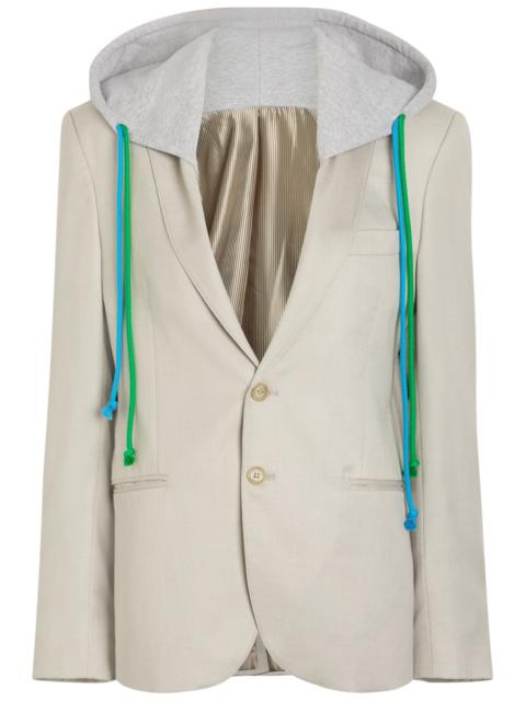 Bettter Layered Hooded Wool-bend Blazer