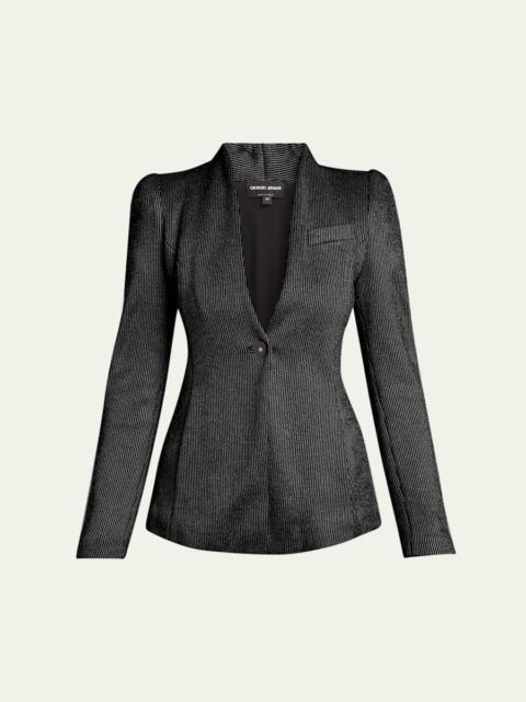 Textured Jersey Jacquard Single-Breasted Blazer