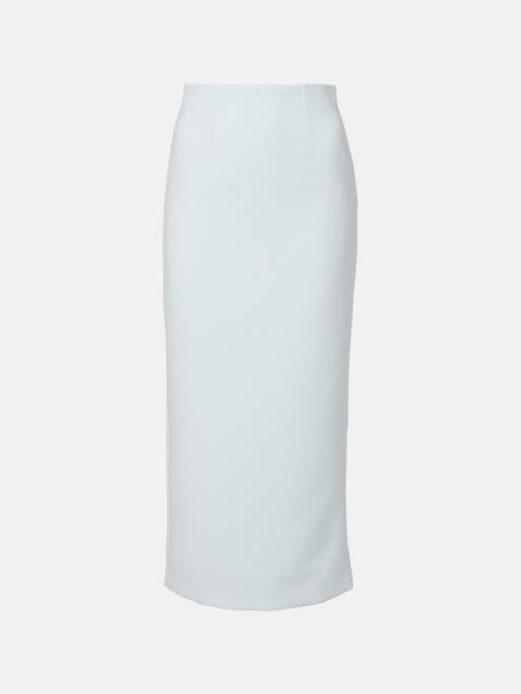 Caped satin crêpe midi skirt