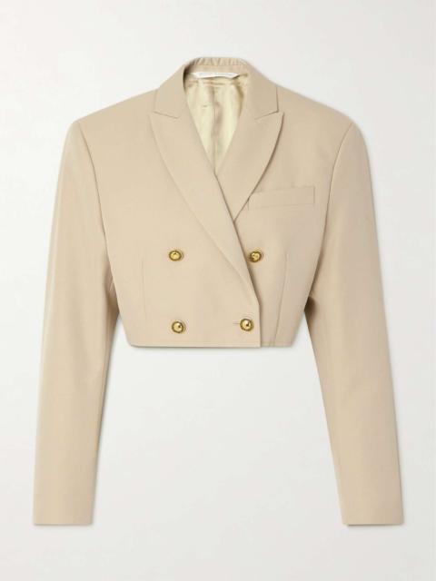 Double-breasted cropped twill blazer