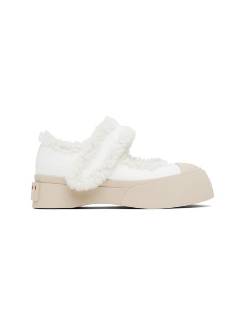 White Mary Jane Pablo Shearling Ballerina Flats