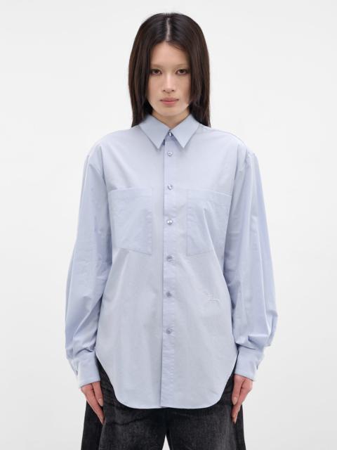 Ice Blue Cotton Button-Up Shirt