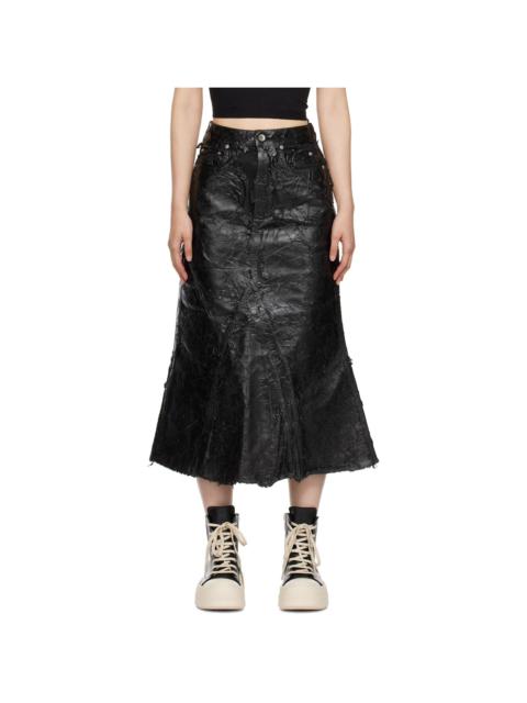 Black Porterville Godet Denim Midi Skirt