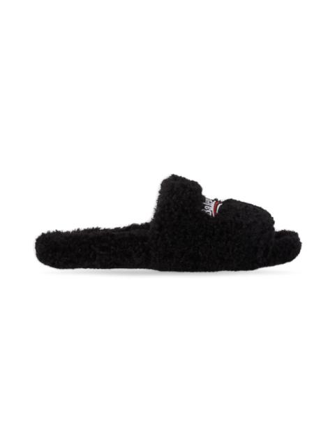 Men's Furry Slide Sandal in Black