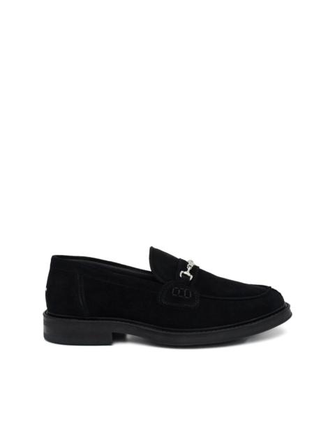 rounded toe suede loafers