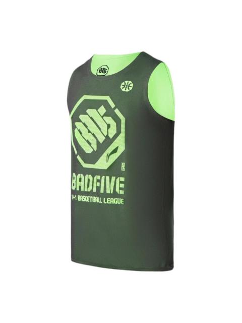 Li-Ning x Jon Burgerman BadFive Reversible Basketball Jersey 'Army Green' AAYR371-8