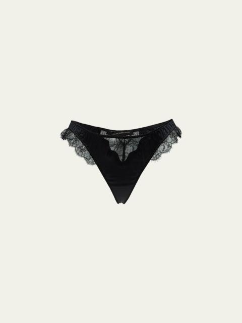 Sensuel Lace-Trim Silk Thong