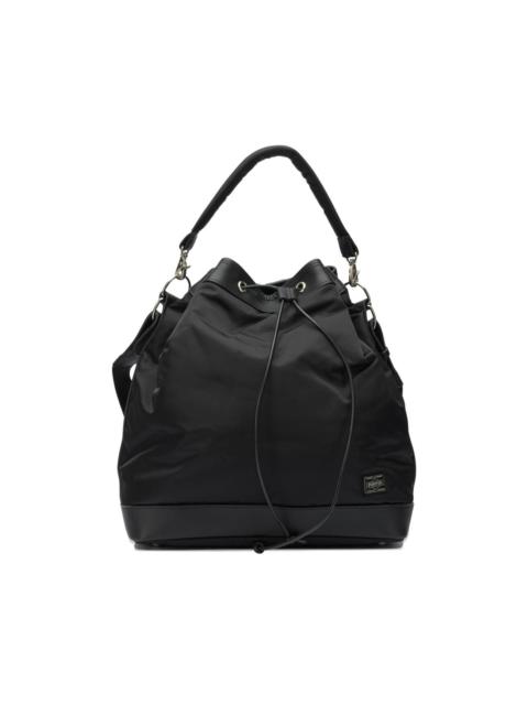 drawstring leather shoulder bag