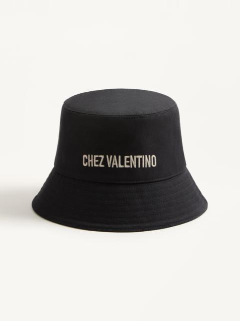 CHEZ VALENTINO COTTON BUCKET HAT WITH EMBROIDERY