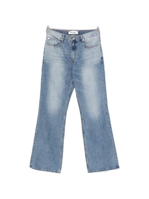 cotton faded wide- leg jeans