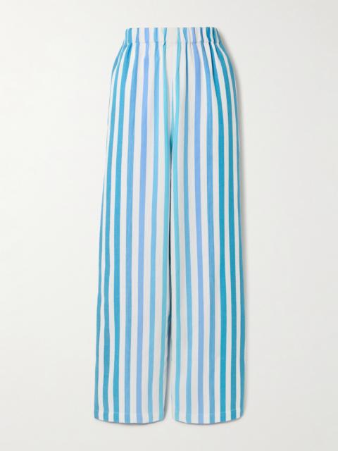 Palazzo Striped Cotton-blend Wide-leg Pants