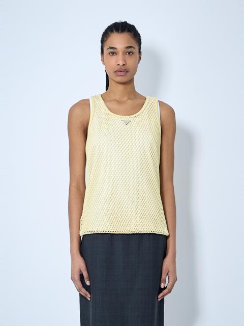 Logo Plaque Open- Knit Tank Top