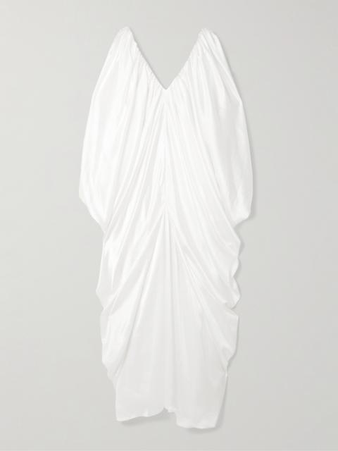 Draped Gathered Silk-satin Gown