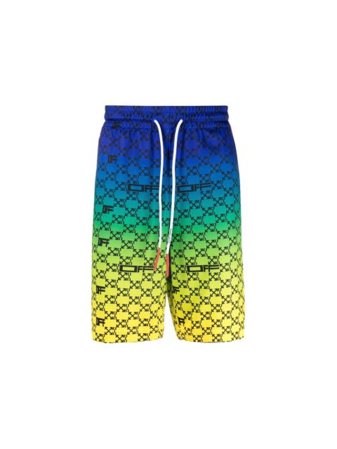 OFF-WHITE Iridescent All Over Arrows Monogram Shorts Blue/Yellow/Black