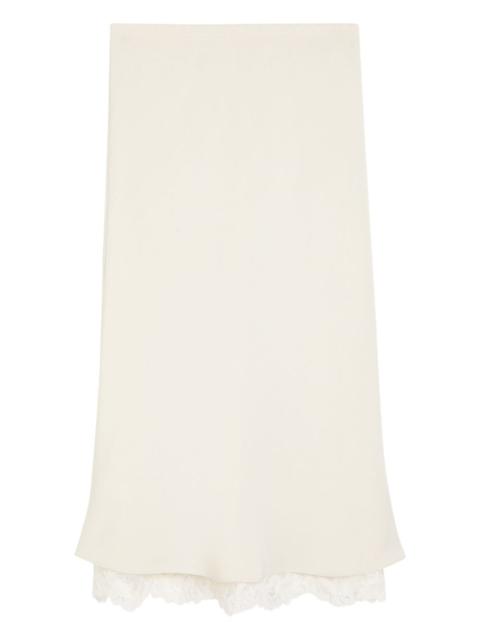 lace bias midi skirt