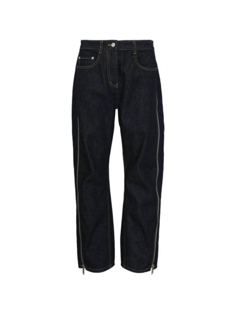 zip-detailing straight-leg jeans
