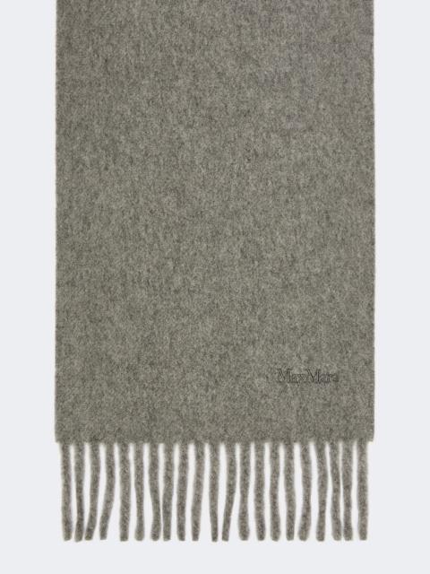 Wool scarf with embroidery - MEDIUM GREY