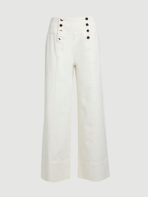 Denim Button Front Wide Leg Jeans