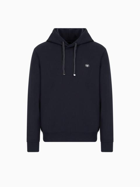 Hooded sweatshirt with micro logo patch