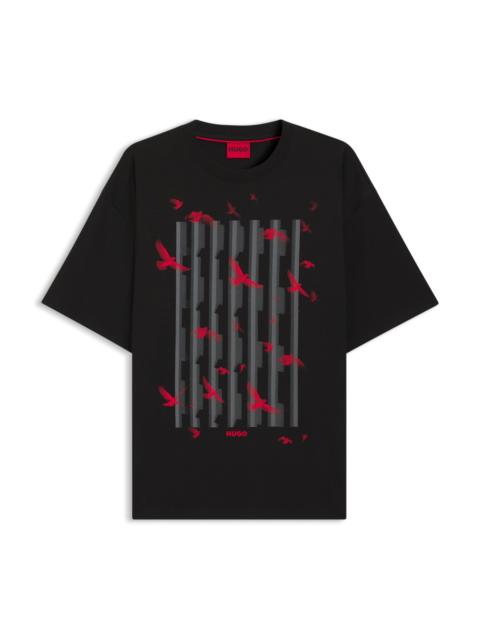 COTTON-JERSEY T-SHIRT WITH BIRD ARTWORK