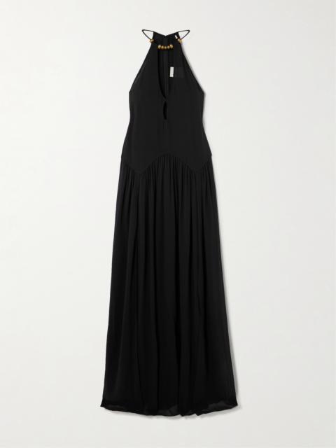 Alviali Embellished Cutout Silk-georgette Maxi Dress