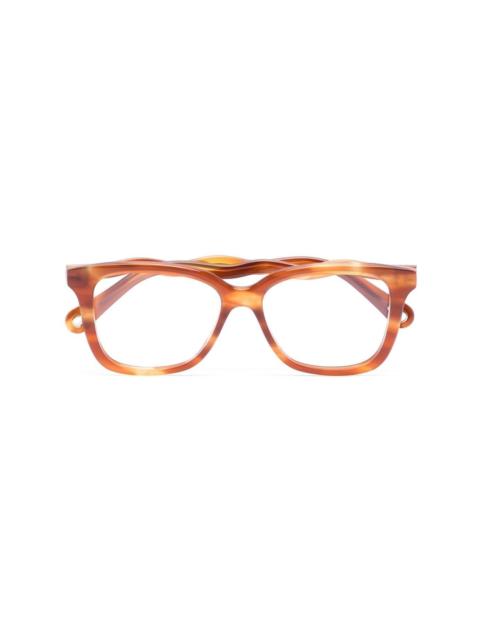 wavy arms rectangle-frame glasses