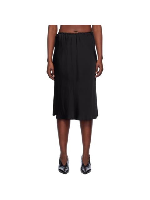 Black Elasticized Midi Skirt