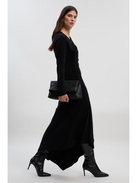 Ruched Detail Brushed Textured Jersey Midi Dress