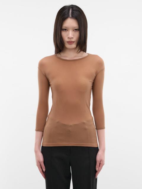Brown Nylon Long Sleeve Top