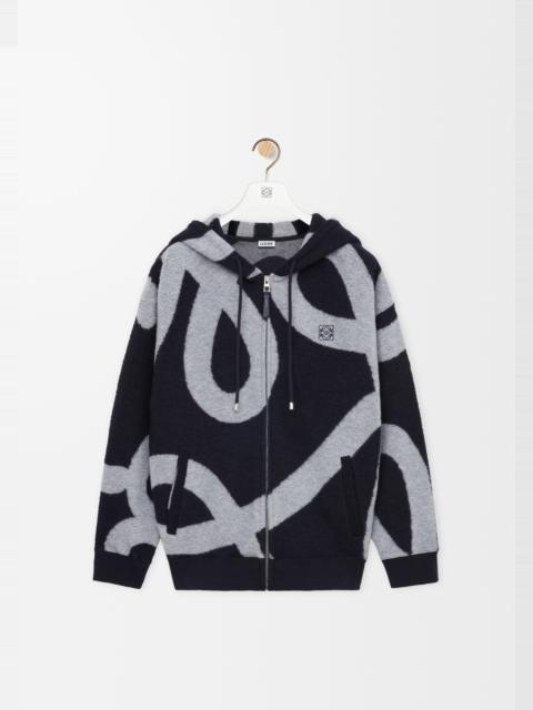 Zip-up hoodie in wool and cotton