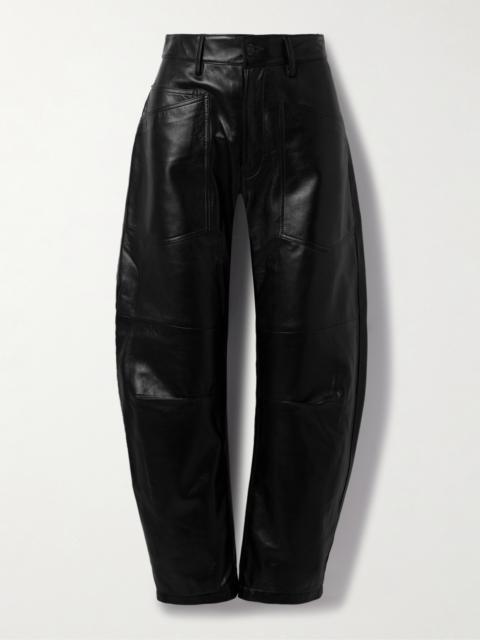 Shon Leather Barrel-leg Pants