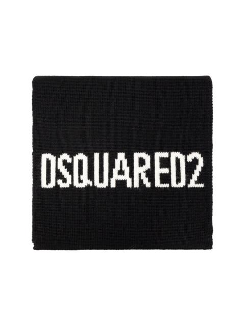 logo intarsia-knit wool scarf