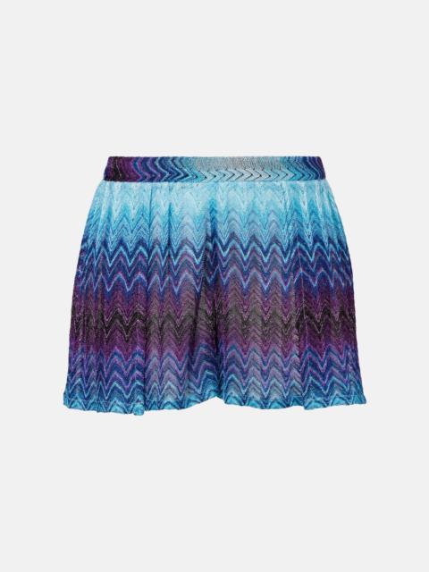 Zig Zag lamé wide-leg shorts